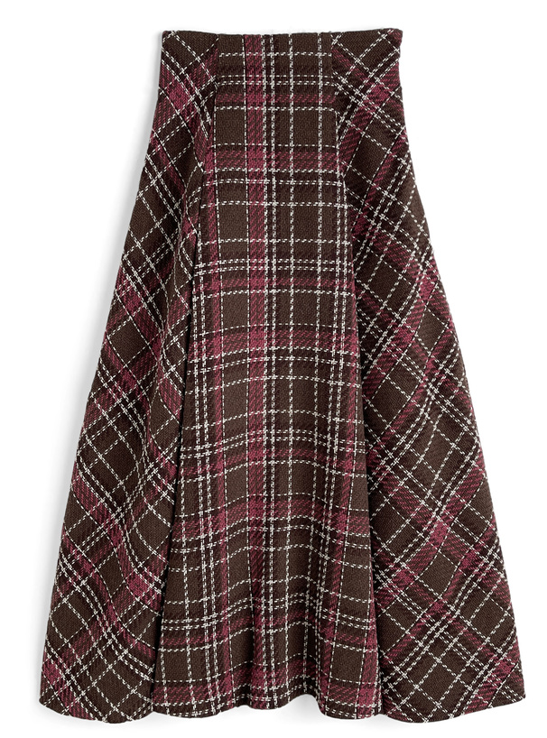 ツイードチェックロングフレアスカート