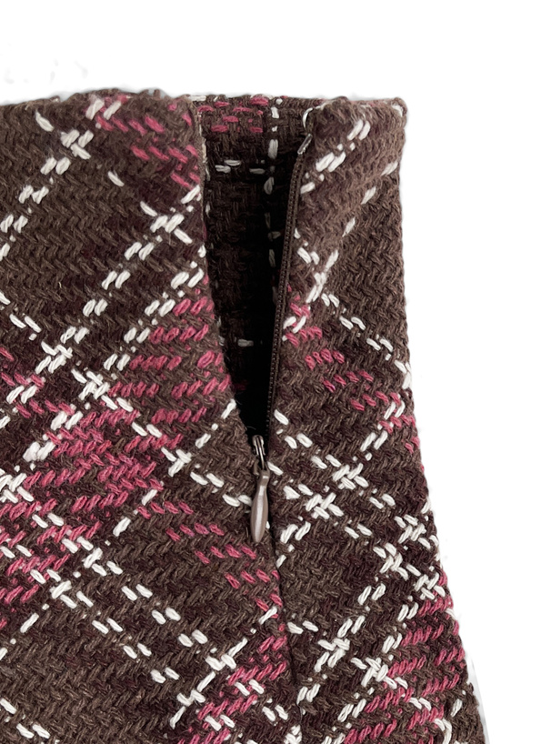 ツイードチェックロングフレアスカート