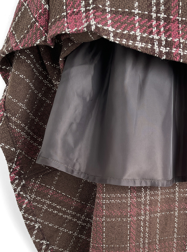 ツイードチェックロングフレアスカート