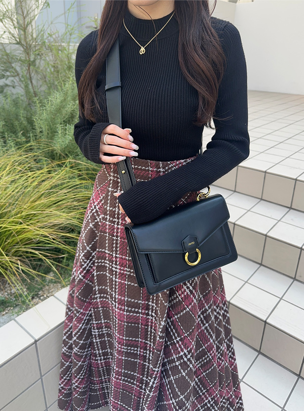 ツイードチェックロングフレアスカート