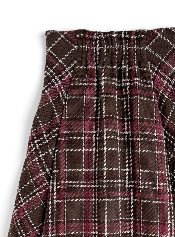 ツイードチェックロングフレアスカート