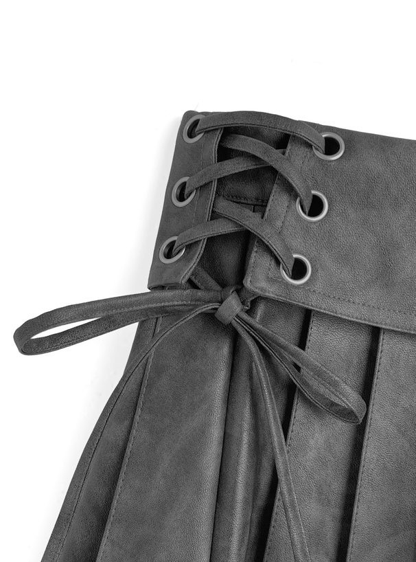 レザーサイドレースアップミニスカート