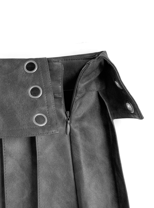 レザーサイドレースアップミニスカート