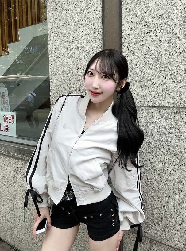 ダブルジップラインリボンブルゾン