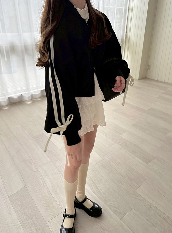 ダブルジップラインリボンブルゾン