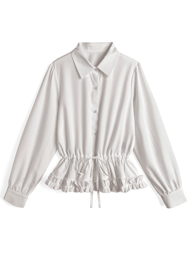 ウエストリボンギャザーフリルシャツ[tu1820]