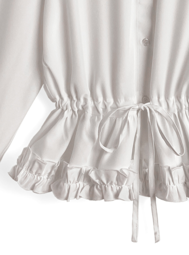 ウエストリボンギャザーフリルシャツ