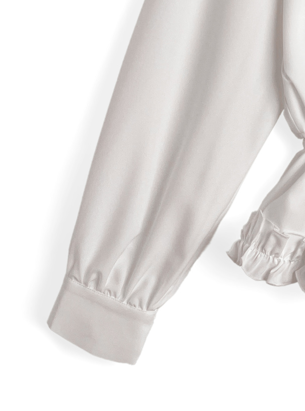 ウエストリボンギャザーフリルシャツ