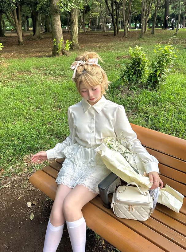 ウエストリボンギャザーフリルシャツ[tu1820] | レディース