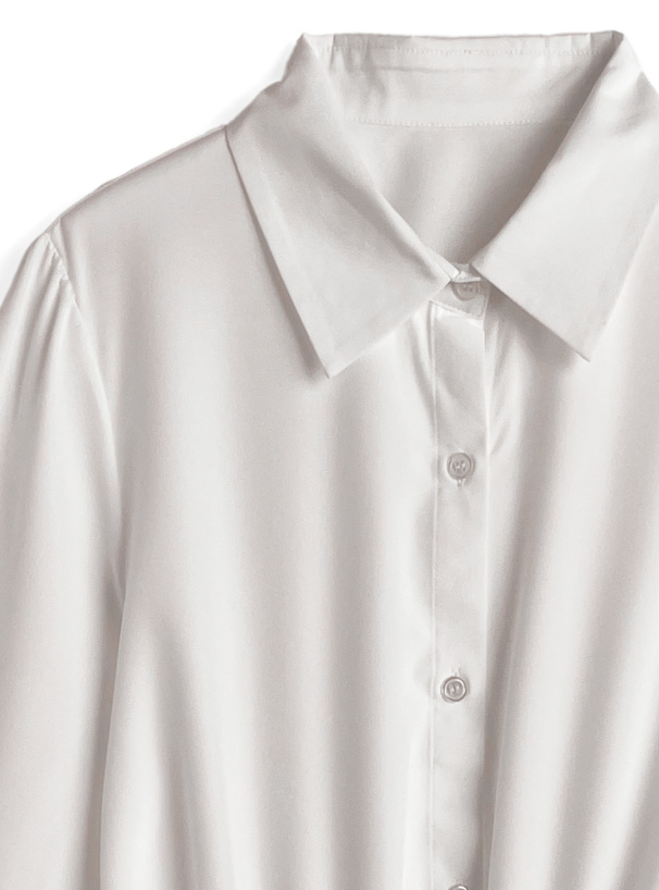 ウエストリボンギャザーフリルシャツ