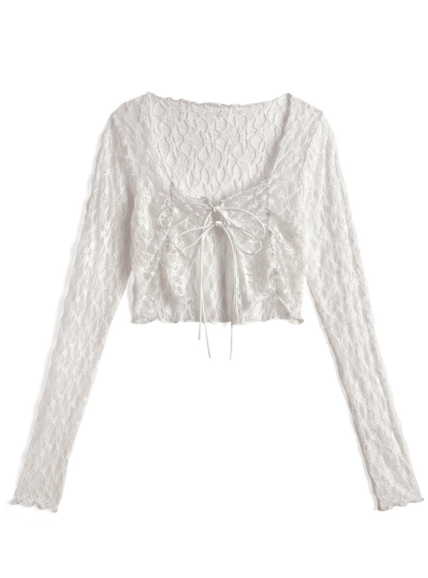 リボンレースショート丈ボレロ