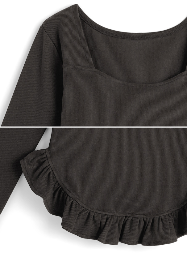 裾フリルスクエアネックトップス[tu1826] | レディースファッション