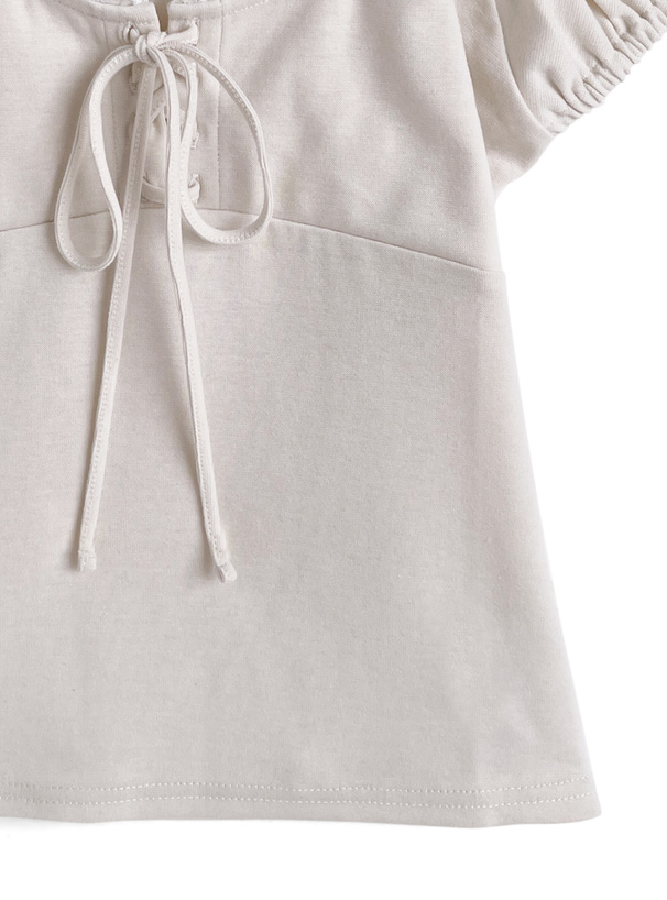 ホルターネックレースリボンオフショルダートップス