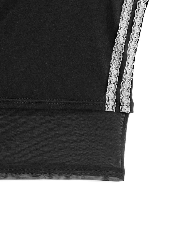 アシンメトリーレースラインレイヤードシアートップス