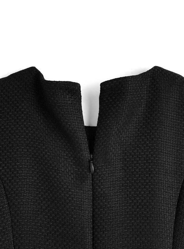 インパン裏地付きツイードドッキングノースリーブフレアミニワンピース