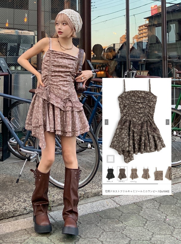 入手困難レア 花柄チェック ローズ キャミソールミニワンピース 入手困難レア 花柄チェック ローズ キャミソールミニワンピース