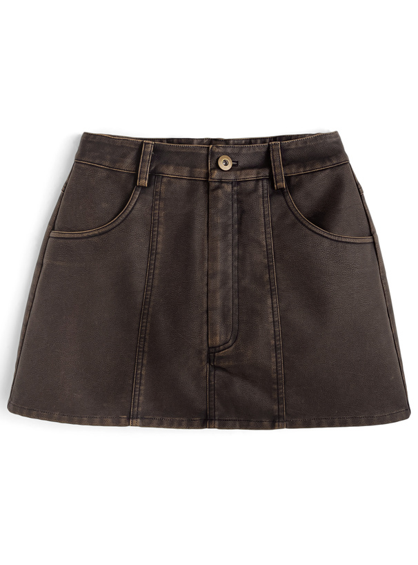 インパン裏地付きレザーミニスカート