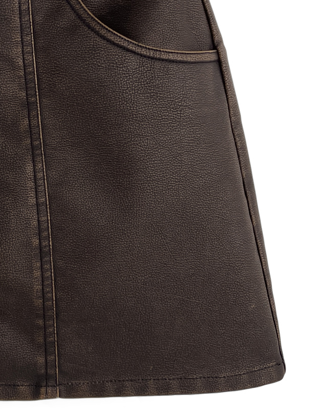 インパン裏地付きレザーミニスカート