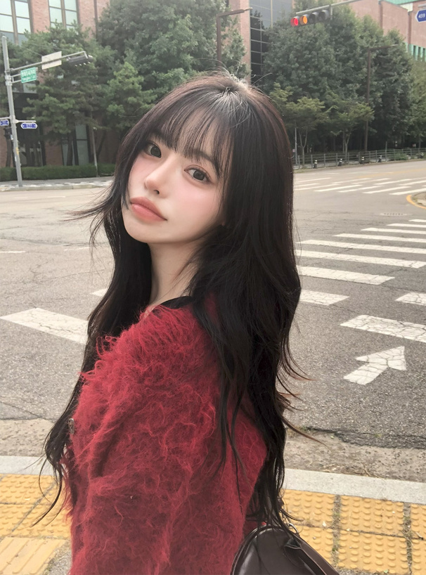 Vネックウール混シャギーニットカーディガン