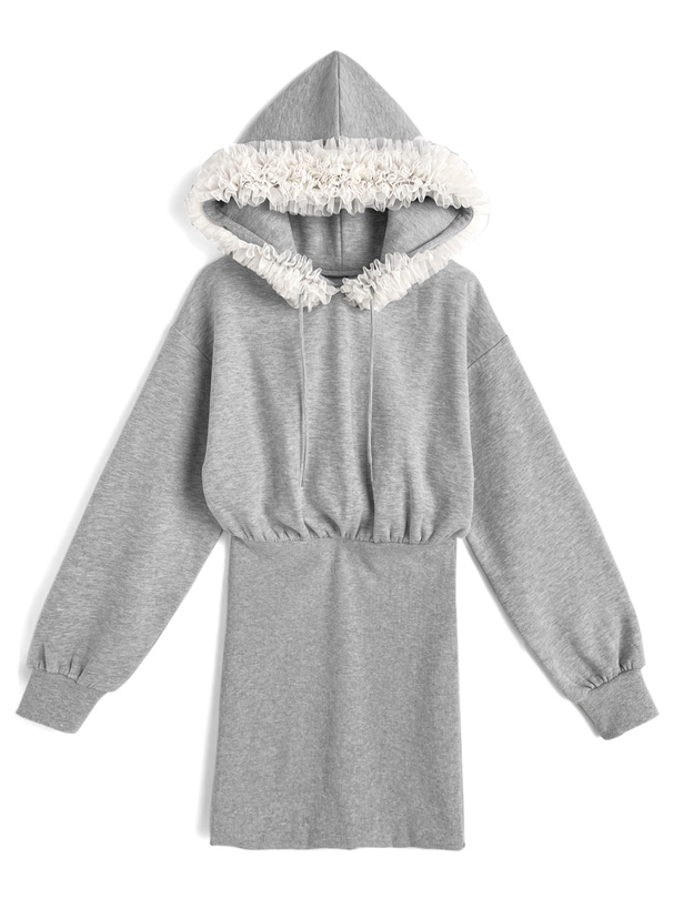 チュールフリルスウェットミニワンピース