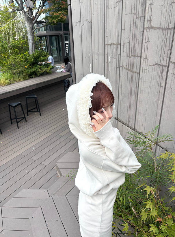 チュールフリルスウェットミニワンピース