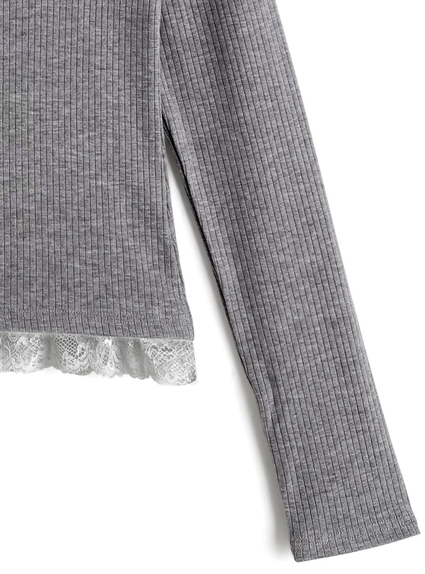 アシンメトリーレースリブトップス