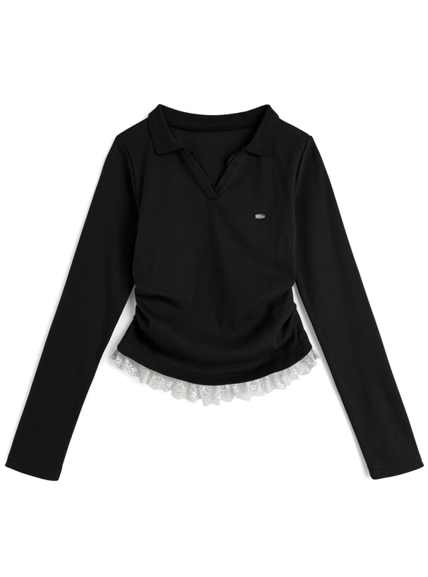 スキッパーレースリブトップス