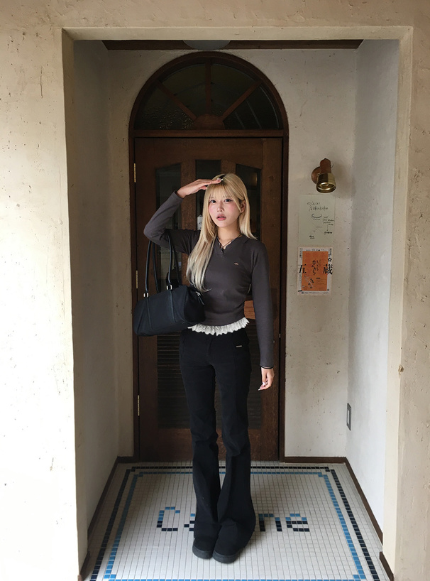 スキッパーレースリブトップス