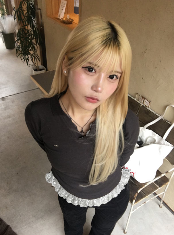 スキッパーレースリブトップス