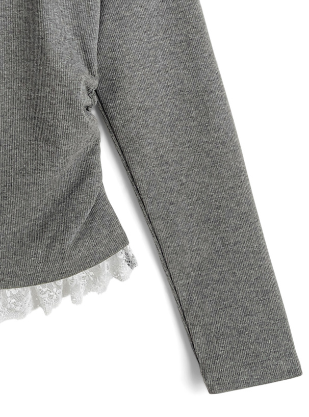 ホルターネックレイヤード風リブトップス