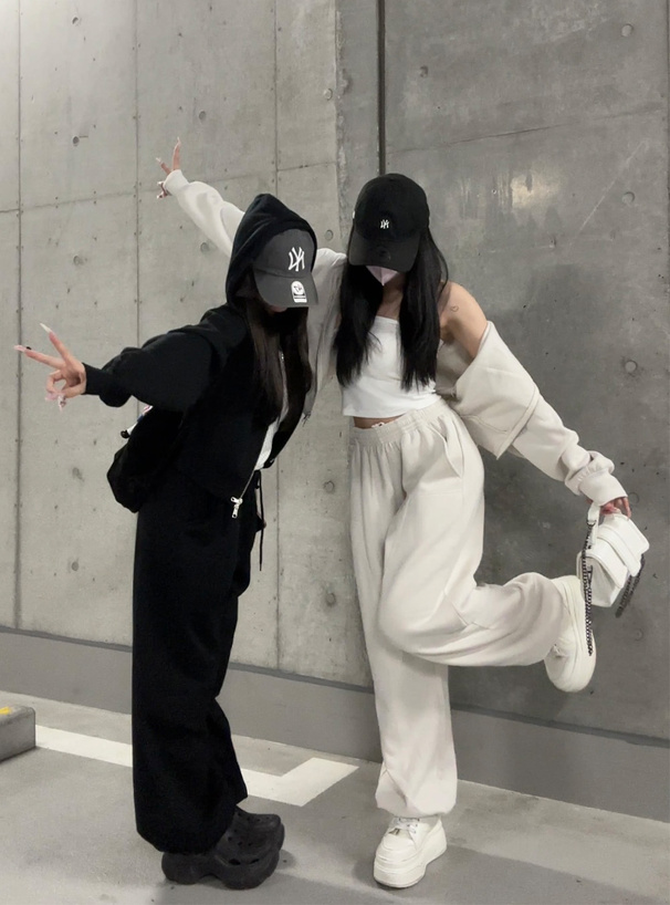 ダブルジップパーカー×2Wayワイドパンツスウェットセットアップ