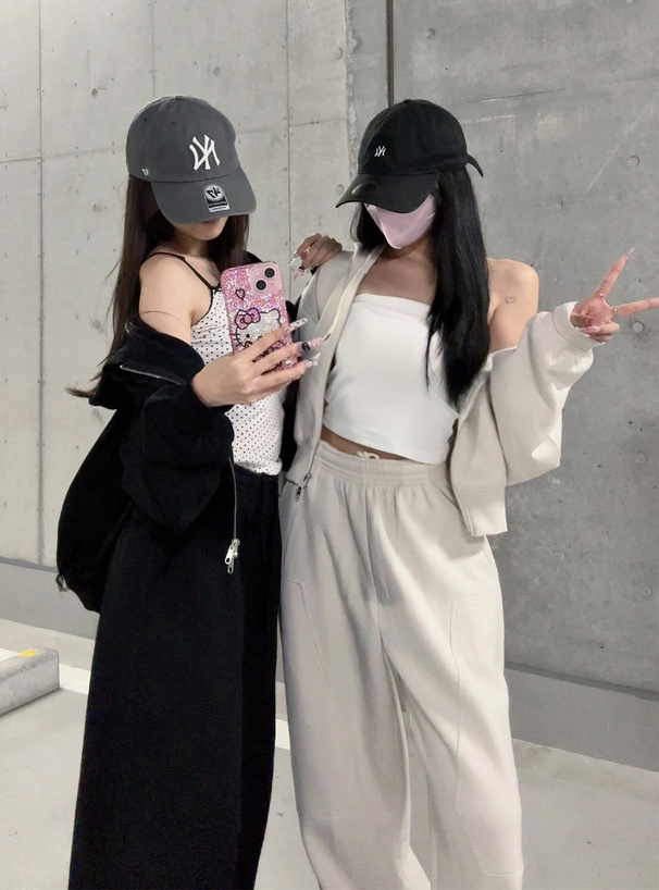 ダブルジップパーカー×2Wayワイドパンツスウェットセットアップ