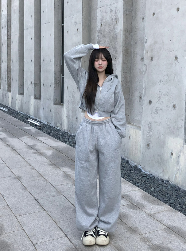 ダブルジップパーカー×2Wayワイドパンツスウェットセットアップ