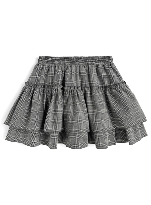 インパン裏地付きグレンチェック柄ティアードミニスカート[tu1860