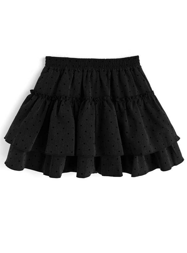 インパン裏地付きドット柄ティアードミニスカート[tu1861]
