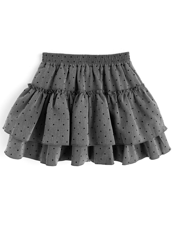 インパン裏地付きドット柄ティアードミニスカート[tu1861