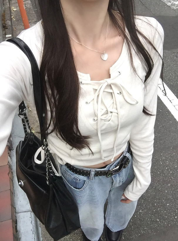 レースアップサイドドロストトップス