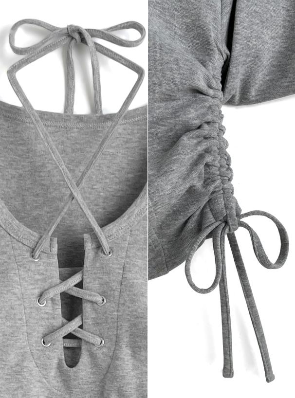 レースアップサイドドロストトップス