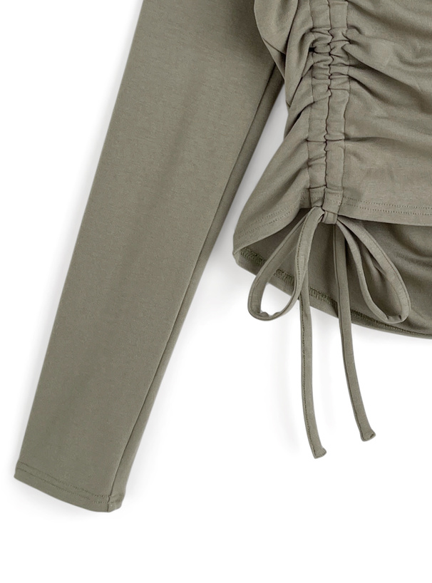 ドロストリボンオフショルダーリブトップス