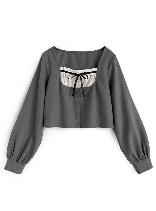 レイヤード風リボントップス