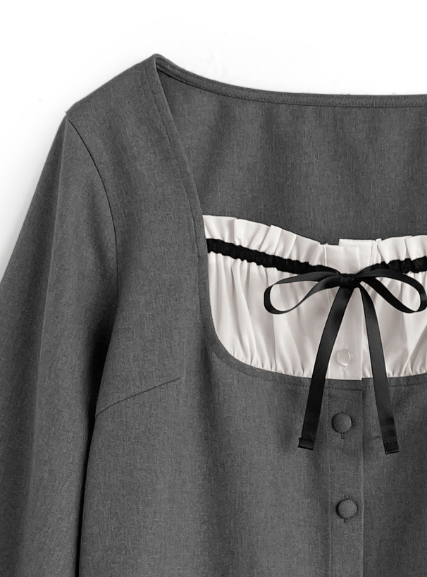 レイヤード風リボントップス