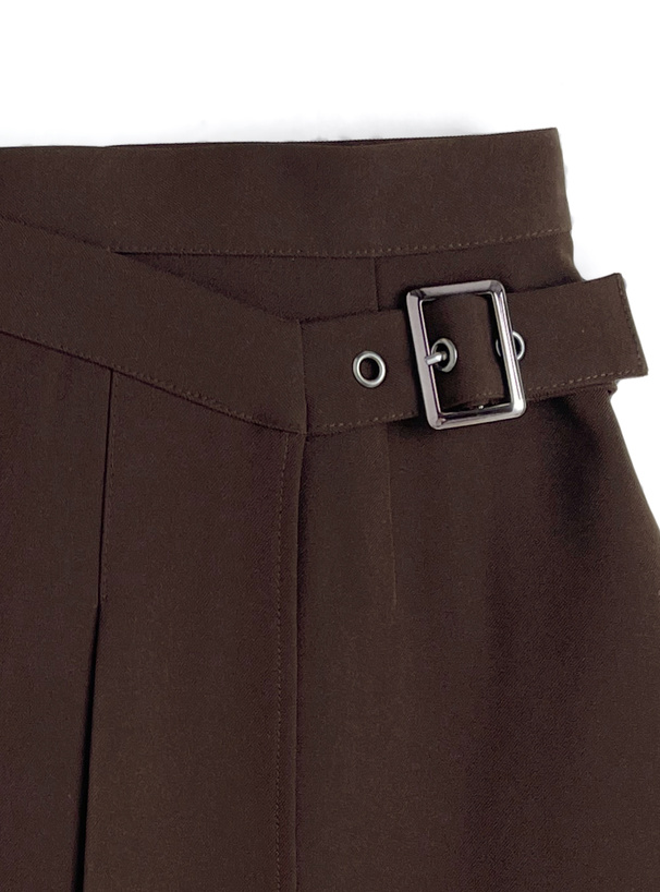 インパン裏地付きベルトラッププリーツミニスカート[tu1878