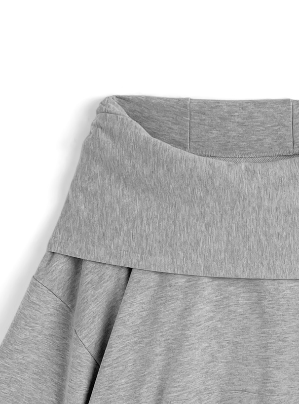 フード付きオフショルダーパーカー