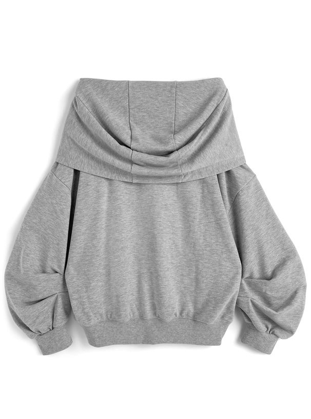 フード付きオフショルダーパーカー