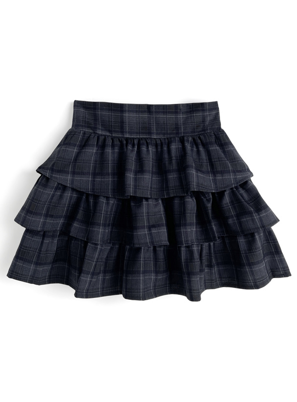 インパン裏地付きチェック柄ティアードミニスカート[tu1881]