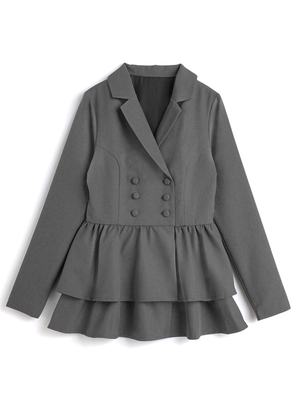 ティアードフリルダブルジャケット×ショートパンツセットアップ[tu1884