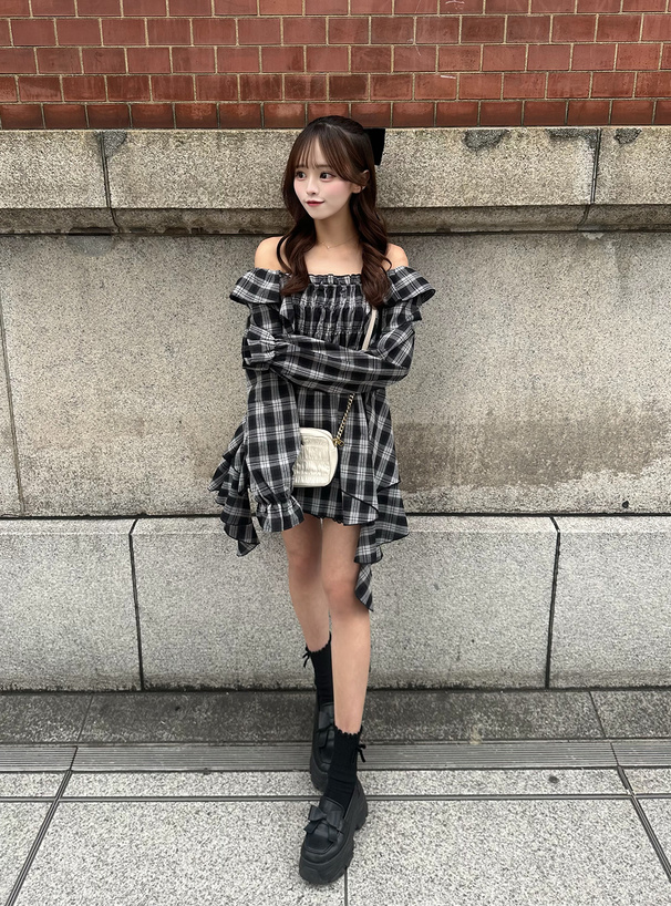 2Wayチェック柄イレヘムミニワンピース