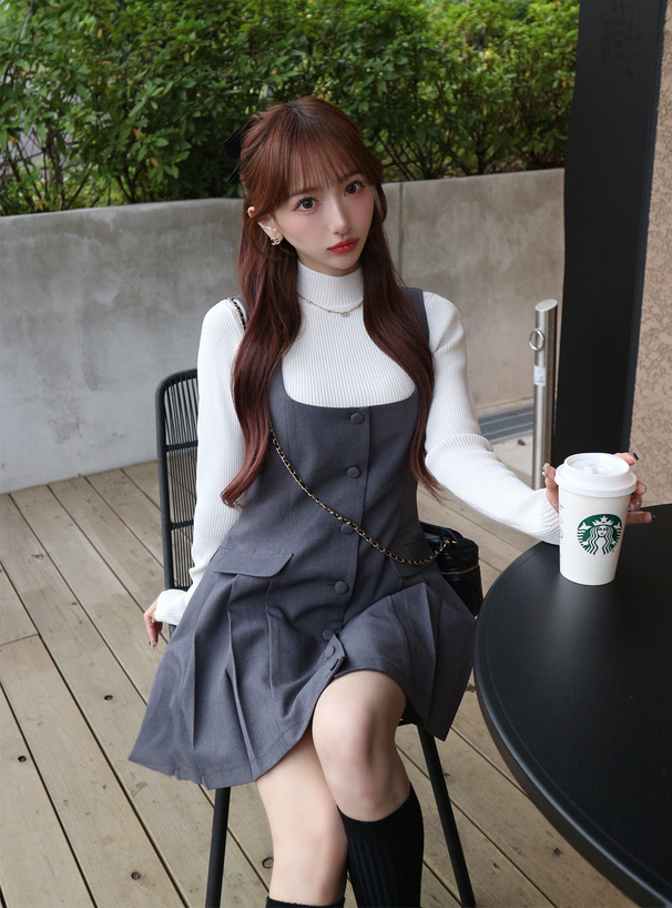 プリーツ切替ミニジャンパースカート[tu1886] | レディース