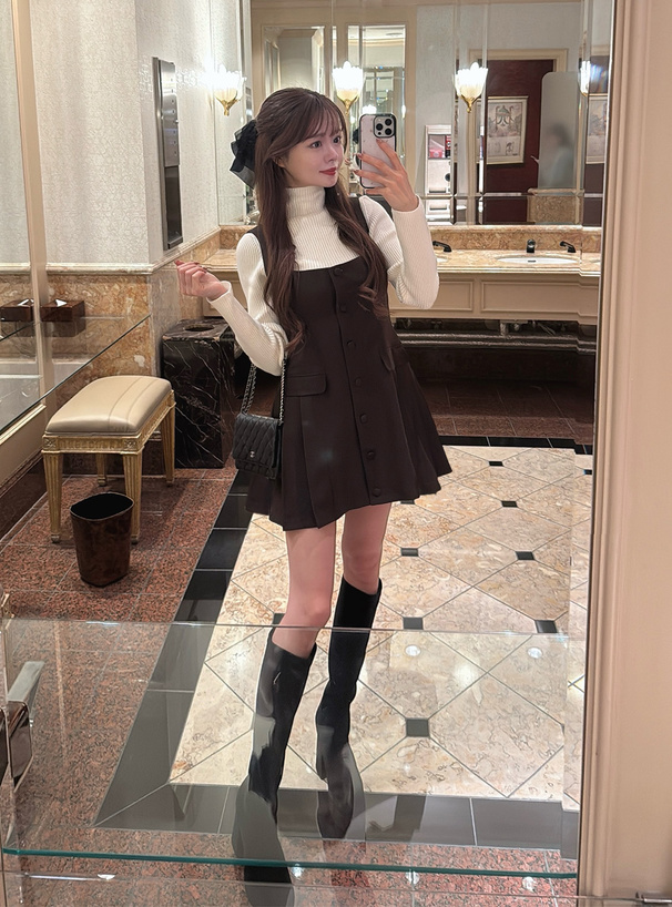 プリーツ切替ミニジャンパースカート[tu1886] | レディース