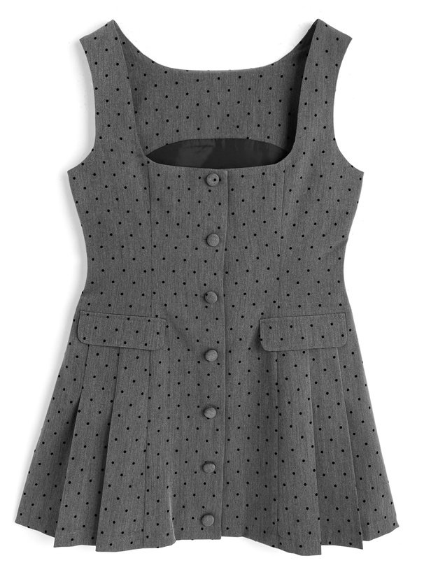 ドット柄プリーツミニワンピース[tu1887]